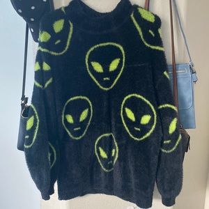 Fuzzy Knit Alien Sweater